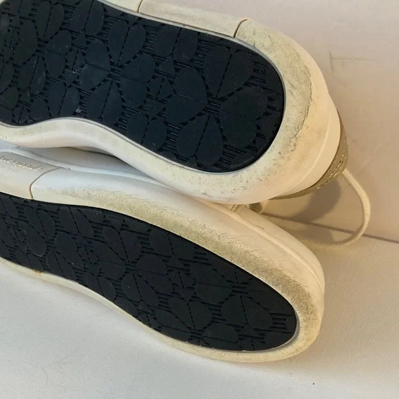 Kate Spade Optic White and Gold York lift leather Sneakers  women 7.5 - Picture 9 of 9
